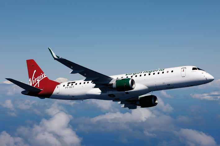 The EMBRAER 190 is the first EJet delivered to Virgin Nigeria